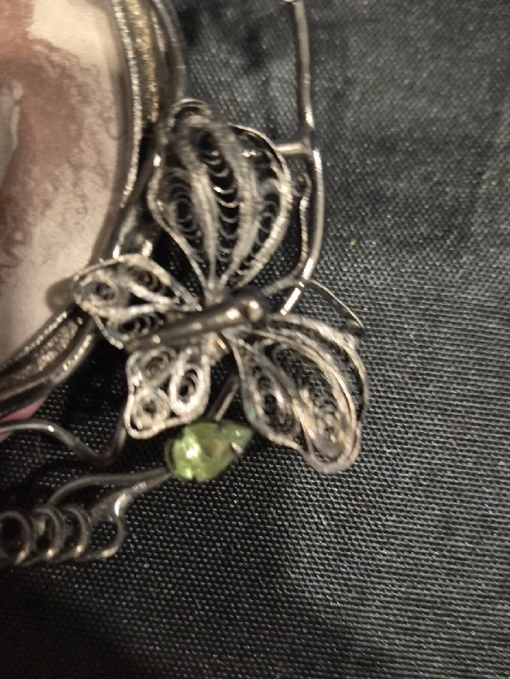 Delicate Butterfly Filigree 4x4 Frame with Light Green Accents Art Deco Vintage